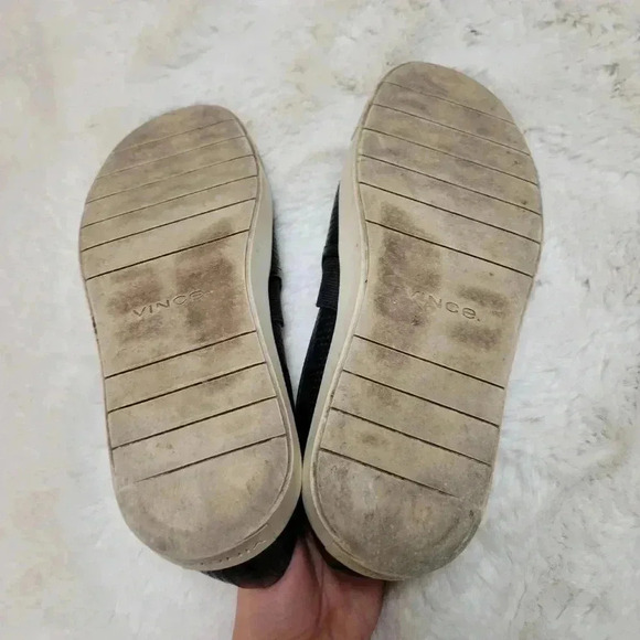 Vince Blair perforated black leather slip on sneakers loafers size 7 37 - Picture 6 of 6